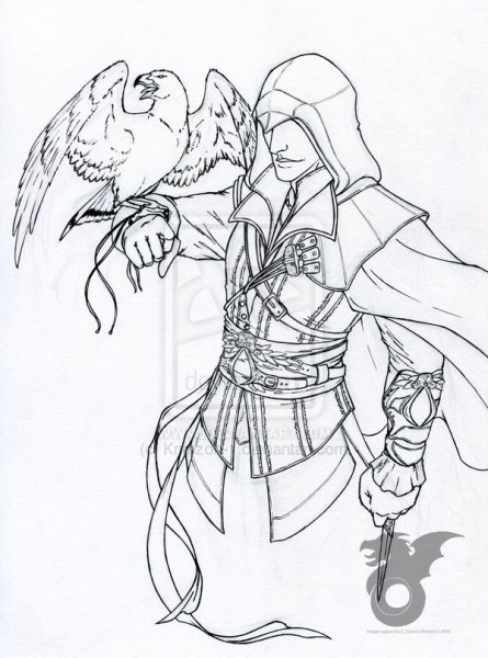 Раскраска ассасин Эцио