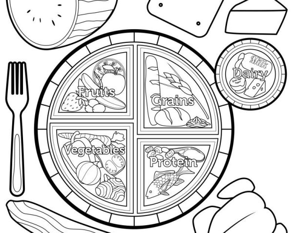 Рисунок для раскрашивания ужин