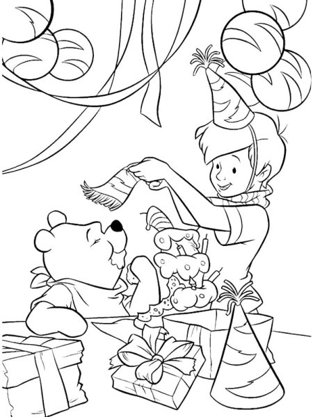 Винни пух и Кристофер Робин раскраска