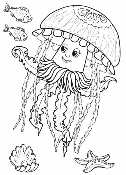 Медуза раскраска для детей