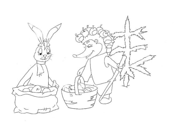 Раскраски по сказкам Сутеева мешок яблок