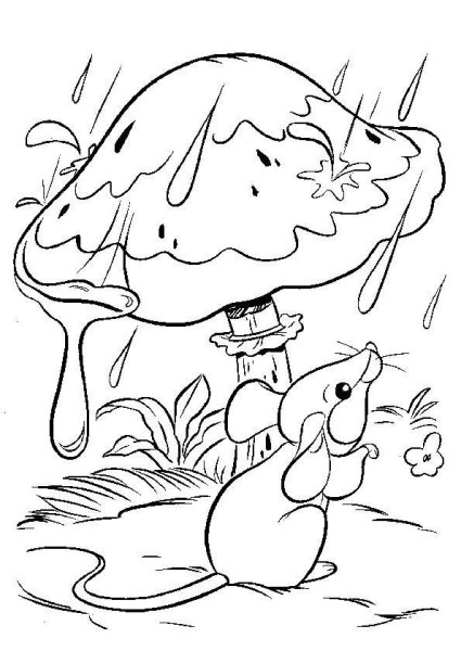 Сутеев под грибом раскраска