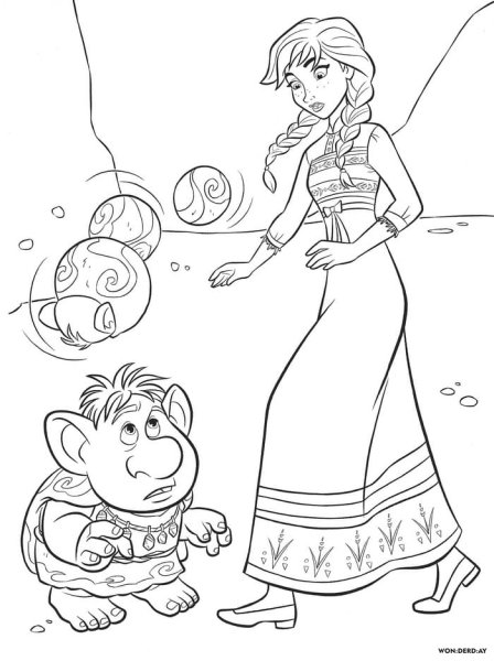 Раскраска Анна и Эльза Олоф