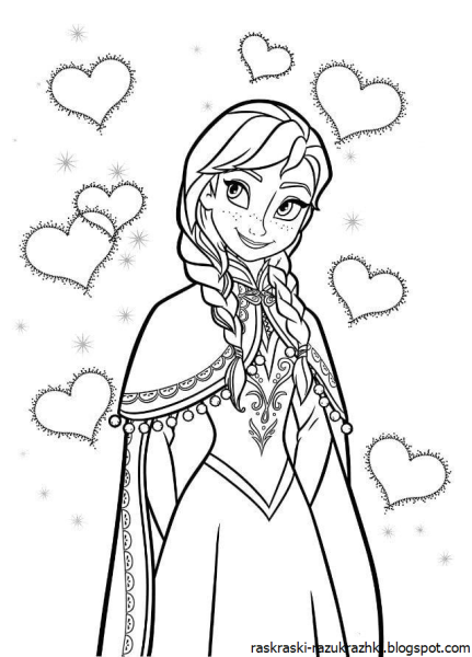 Раскраска портрет Эльзы и Анны