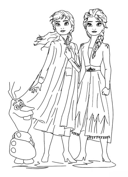 Раскраска портрет Эльзы и Анны