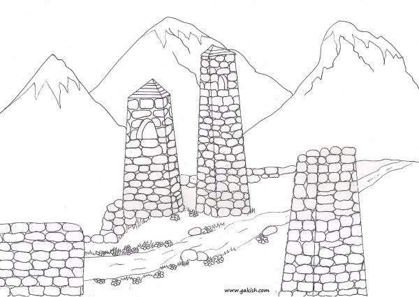 Ингушские башни раскраска