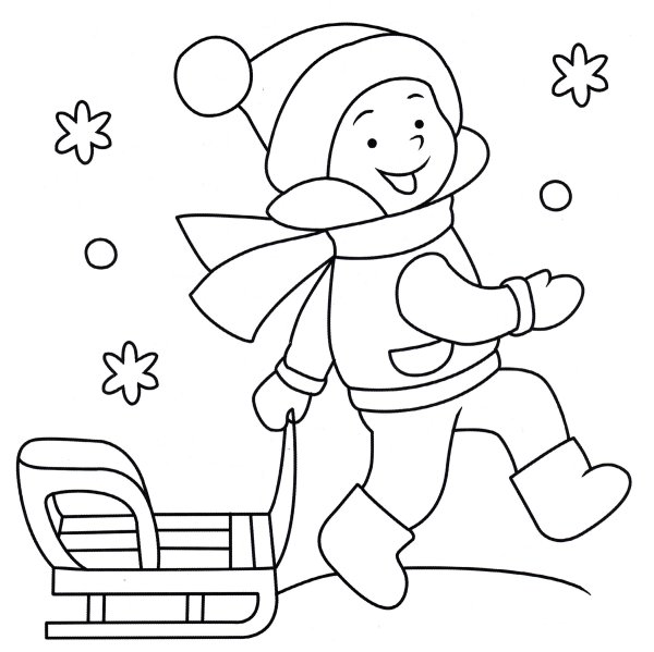 Раскраски зимние забавы для детей 3-4 лет