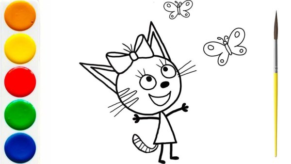 Карамелька три кота раскраска