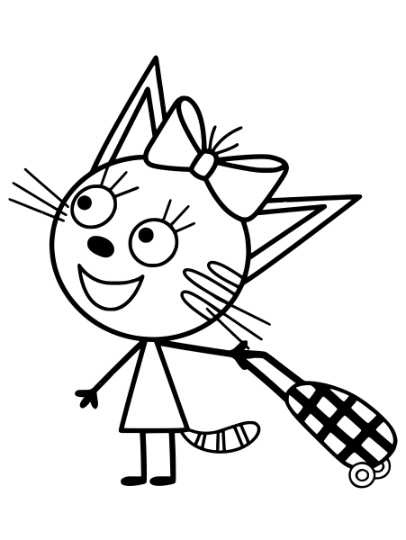 Разукрашка три кота Карамелька