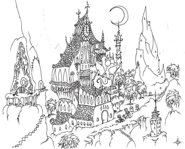 Замок Дракулы раскраска