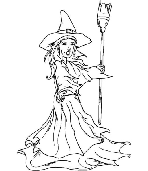 Ведьма раскраска