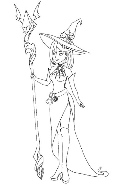 Ведьма раскраска для детей