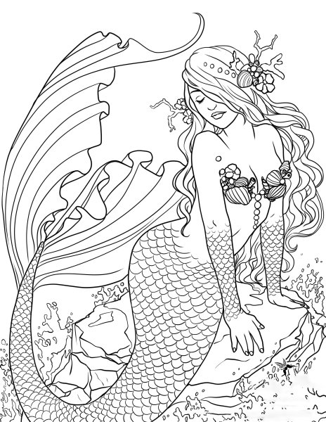 Раскраски русалки красивые