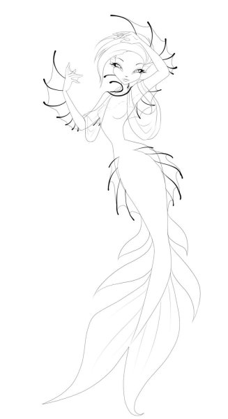 Русалка с крыльями раскраска