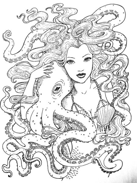 Раскраски Мифические русалки