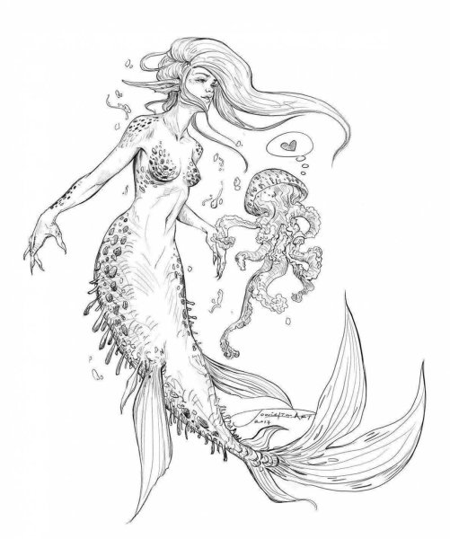 Раскраска злая Русалка