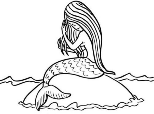 Русалка на ветвях раскраска