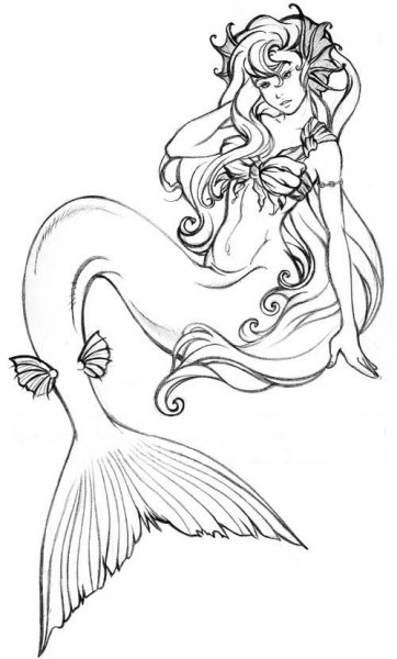 Русалка раскраска сложная