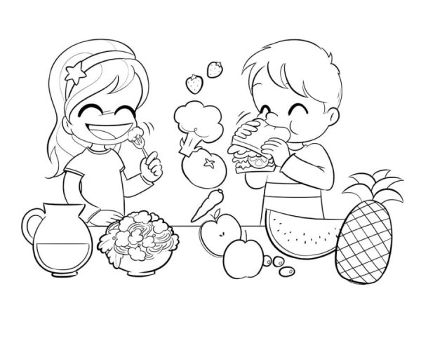 Здоровое питание раскраска