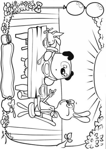 Раскраска Чебурашка Гена и Шапокляк