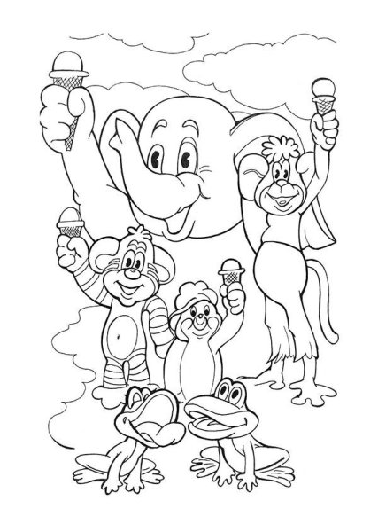 Крошка енот мультфильм раскраска