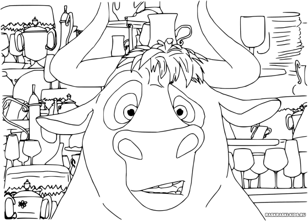 Бык Фердинанд раскраска