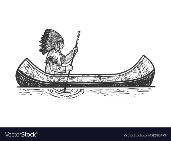 Эскиз каноэ цветная