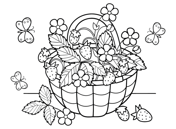 Корзинка с ягодами раскраска