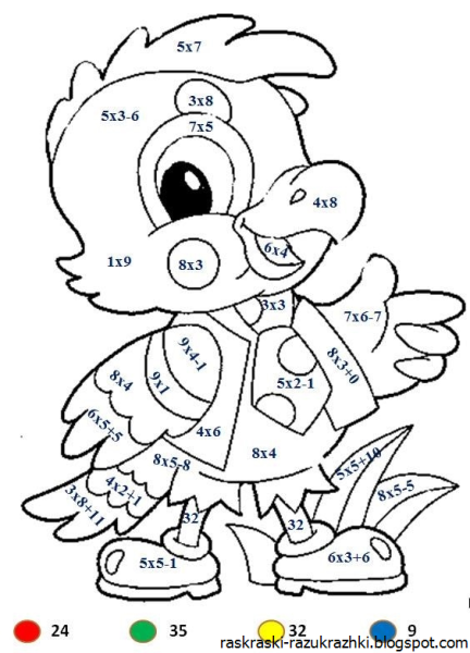 Раскраска таблица умножения