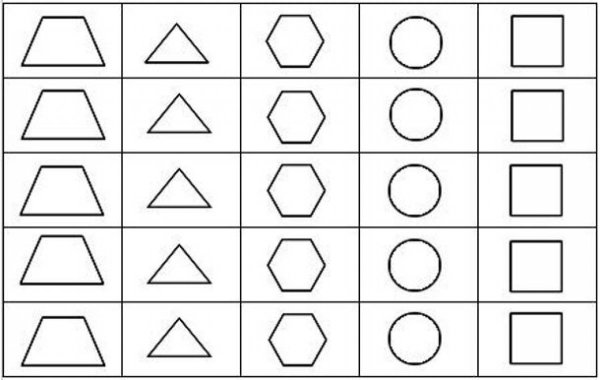 Контур геометрических фигур для детей