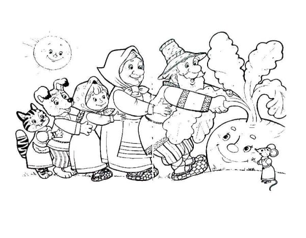 Репка раскраска для малышей