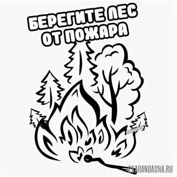 Береги лес от пожара раскраска