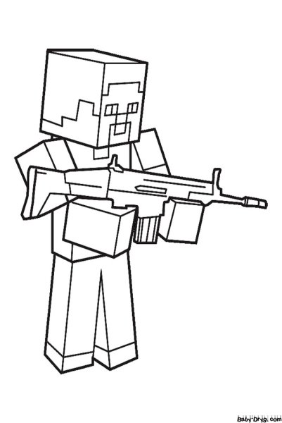 Разукрашка майнкрафт Стив