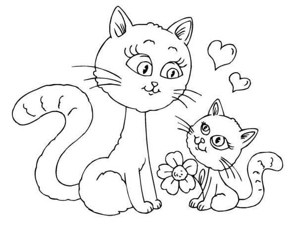 Кошка рисунок раскраска