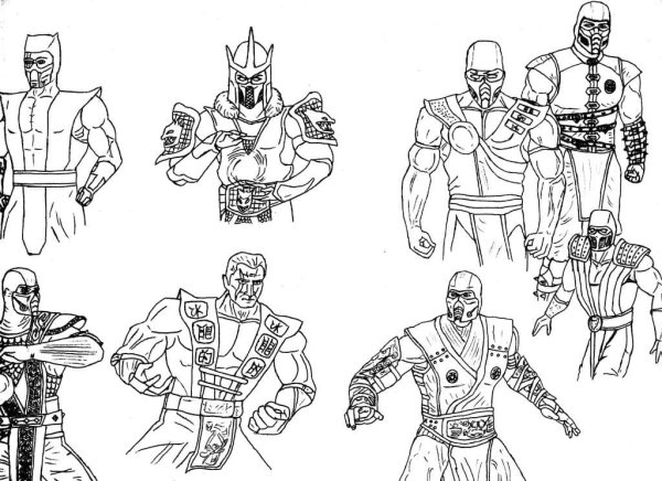 Раскраска мортал комбат саб Зиро