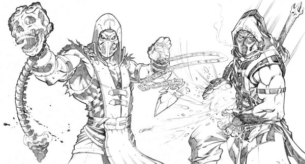 Раскраска Скорпион из мортал комбат 11