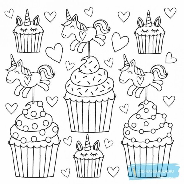 Раскраска мини кексы