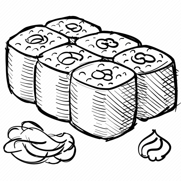 Суши раскраска для детей