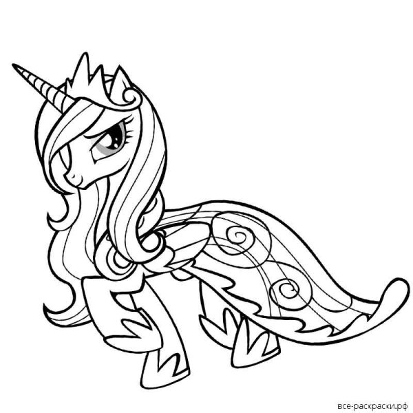 Раскраска милая пони принцесса Каденс