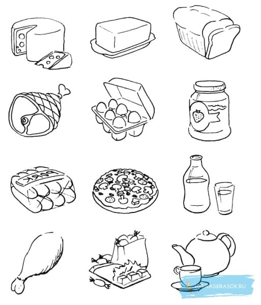 Раскраска продукты питания
