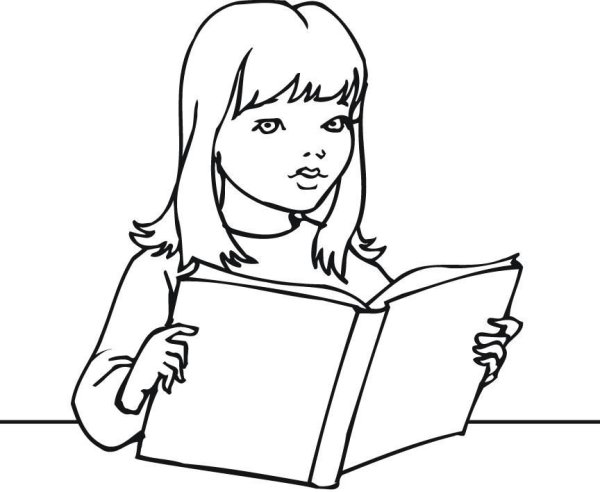 Раскраска ребенок с книгой для детей