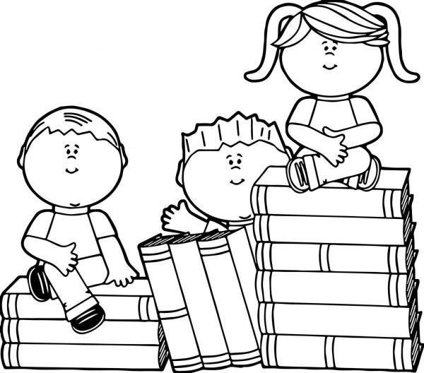 Раскраски дети с книгой картинки для детей