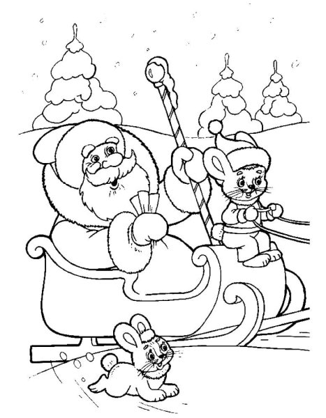 Дед Мороз раскраска для детей