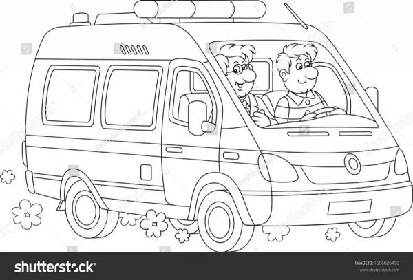 Раскраска скорая помощь Газель