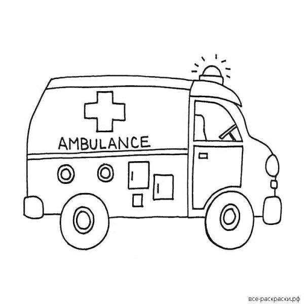 Машина скорой помощи раскраска для детей