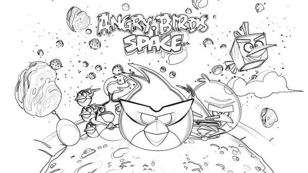 Раскраска космический Энгри Бердс
