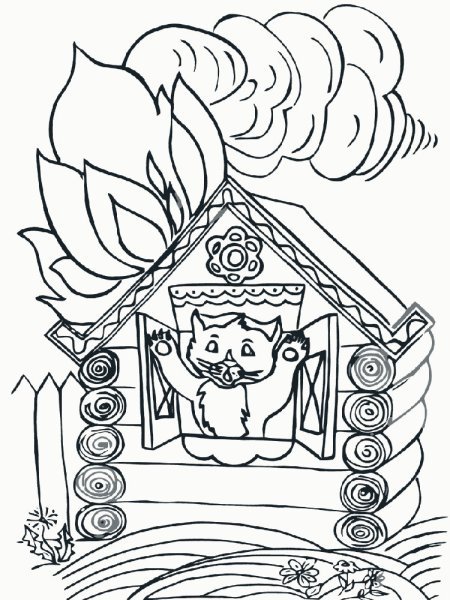 Раскраска Кошкин дом Маршак