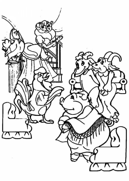 Раскраски по сказкам Маршака Кошкин дом