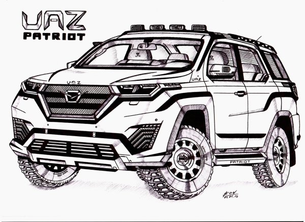 УАЗ Патриот рисунок вид сбоку off Road