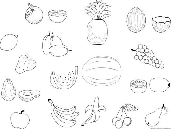Фрукты. Раскраска